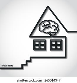Vector Illustration of Smart Home Concept Outline for Design, Website, Background, Banner. Logo House Computer Element Template
