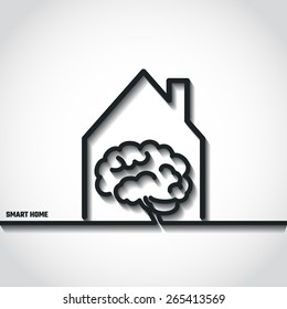 Vector Illustration of Smart Home Concept Outline for Design, Website, Background, Banner. Logo House Computer Element Template