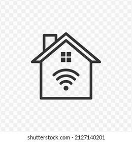 Vector illustration of smart home icon in dark color and transparent background(png).