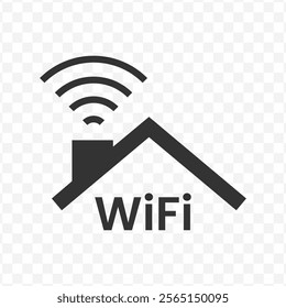 Vector illustration of smart home wifi icon in dark color and transparent background(PNG).