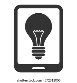 Vector Illustration of Smart Phone Bulb Icon in Black
