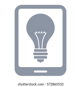 Ilustración vectorial del icono de la bombilla del teléfono inteligente en gris
