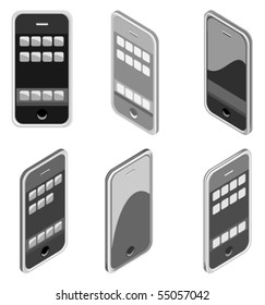 Vector illustration of smart phone in different styles