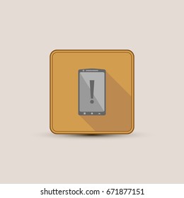 Vector illustration of smart phone with exclamation mark on screen icon.