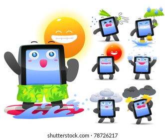 Vector illustration, smart phone, pad, Weather, Meteorology