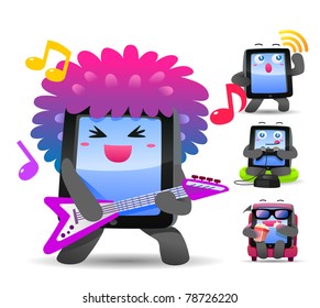 Vector illustration, smart phone, pad, music, game, movie