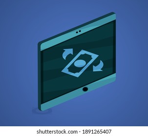 Vector illustration of a smart phone tablet for business online payment