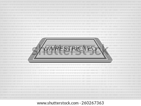 Vector illustration of smart phone or tablet with binary code in the background. Concept of unrestricted document access by data classification and protection standards