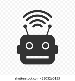 Vector illustration of smart robots icon in dark color and transparent background(png).