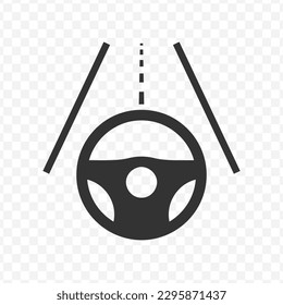Vector illustration of smart steering wheel icon in dark color and transparent background(png).