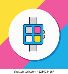 Vector illustration of smart watch icon colored line. Beautiful laptop element also can be used as wearable icon element.