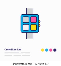 Vector illustration of smart watch icon colored line. Beautiful notebook element also can be used as wearable icon element.