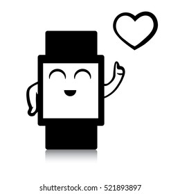 Vector illustration of smart watch icon. Pulse heart