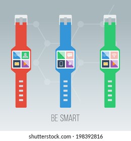 Vector illustration of smart watches.