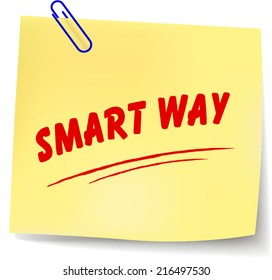 Vector illustration of smart way yellow note on white background