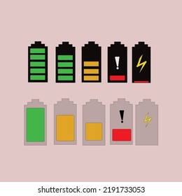 vector illustration of smartphone batteries from full to low, for social media content needs or other needs