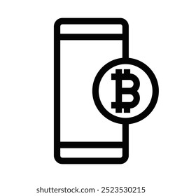 Vector illustration of a smartphone with a Bitcoin symbol, representing cryptocurrency and digital finance.