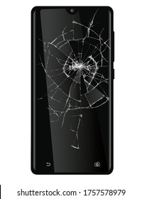 Vector illustration of smartphone with broken screen