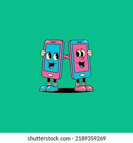 Ilustración vectorial de un personaje de dibujos animados para smartphones en un estilo único perfecto para pegatinas, iconos, logos y anuncios