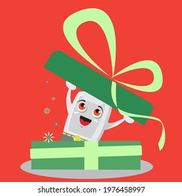 Vector illustration of a smartphone or cellphone mascot giving a suprise, suitable for cellphone shops, smartphone shops, for mascot cellphone shop websites, online shops, electronic products, etc.