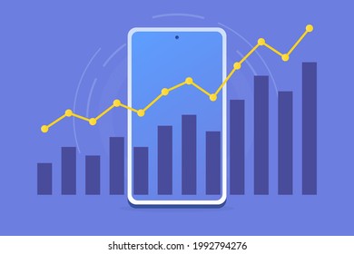 Ilustración vectorial de smartphone y gráfico.