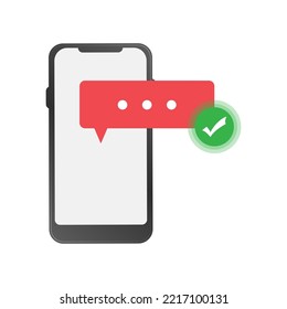 Vector illustration of smartphone chat approved icon sign and symbol. colored icons for website design .Simple design on white background.