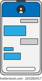 Ilustração vetorial da interface de bate-papo do Smartphone com bolhas de mensagem de texto que representam a interface de usuário do aplicativo de comunicação móvel