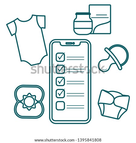 vector illustration smartphone checklist newborn baby stock baby supplies checklist