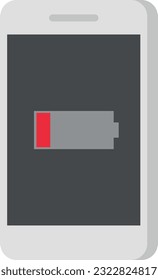 Vector illustration of a smartphone with a depleted battery. Without charge.