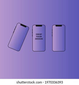 vector illustration smartphone device isolated on purple background. mock up smartphone. Iphone device.