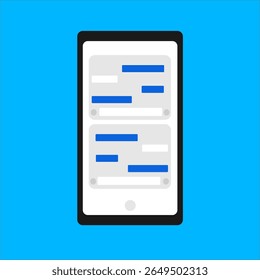 Vector illustration of a smartphone
displaying an active conversation interface,
representing digital communication,
flat art design style.