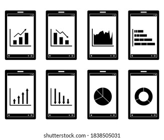 Vector illustration of a smartphone displaying a graph on the screen.
Touch panel