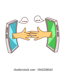 vector illustration of a smartphone. friendship with a smartphone