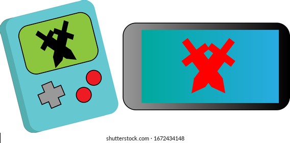 Vector illustration of a smartphone and game console