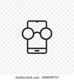 vector illustration of smartphone glasses icon in dark color and transparent background(png).