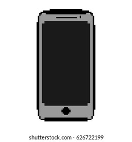 Vector Illustration  of smartphone grey color 8 bit pixel style. EPS8 .