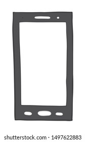 Vector illustration smartphone. Hand drawn. Colored outlines.