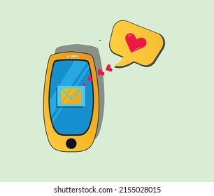 vector illustration smartphone with heart emoji.graphic for websites,web banner.