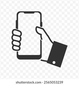 Vector illustration of smartphone icon in dark color and transparent background(PNG).