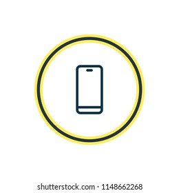 Vector illustration of smartphone icon line. Beautiful workplace element also can be used as cellphone icon element.