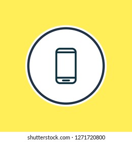 Vector illustration of smartphone icon line. Beautiful music element also can be used as cellphone icon element.