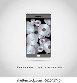 Vector illustration of smartphone inner workings concept.