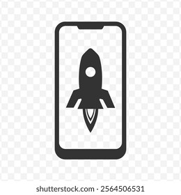 Vector illustration of smartphone launcher icon in dark color and transparent background(PNG).