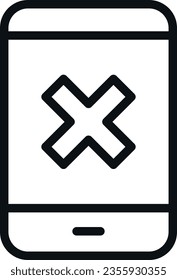 Vector illustration of smartphone line icon with a cross. Cancel and prohibited. Access denied.