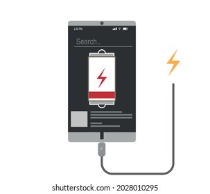Vektorgrafik eines Smartphone Low-Akkus.