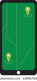 Ilustración vectorial de un smartphone con un mapa que muestra las coordenadas de una ubicación