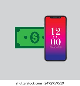 Vector illustration of smartphone money icon sign and symbol. colored icons for website design .Simple design on transparent background.