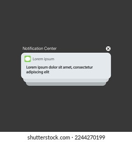 Vector illustration of smartphone notification center, message on screen