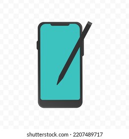 Vector illustration of smartphone pen icon sign and symbol. colored icons for website design .Simple design on transparent background (PNG).