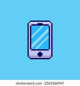 Vector Illustration of smartphone with Pixel Art Design, perfect for game assets themed designs